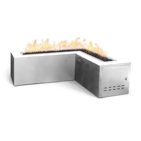 The Outdoor Plus 60 L-Shaped Whitney Fire Table - Powder Coated Metal - White - Match Lit - Liquid Propane OPT-WHTPC60-WHT-LP